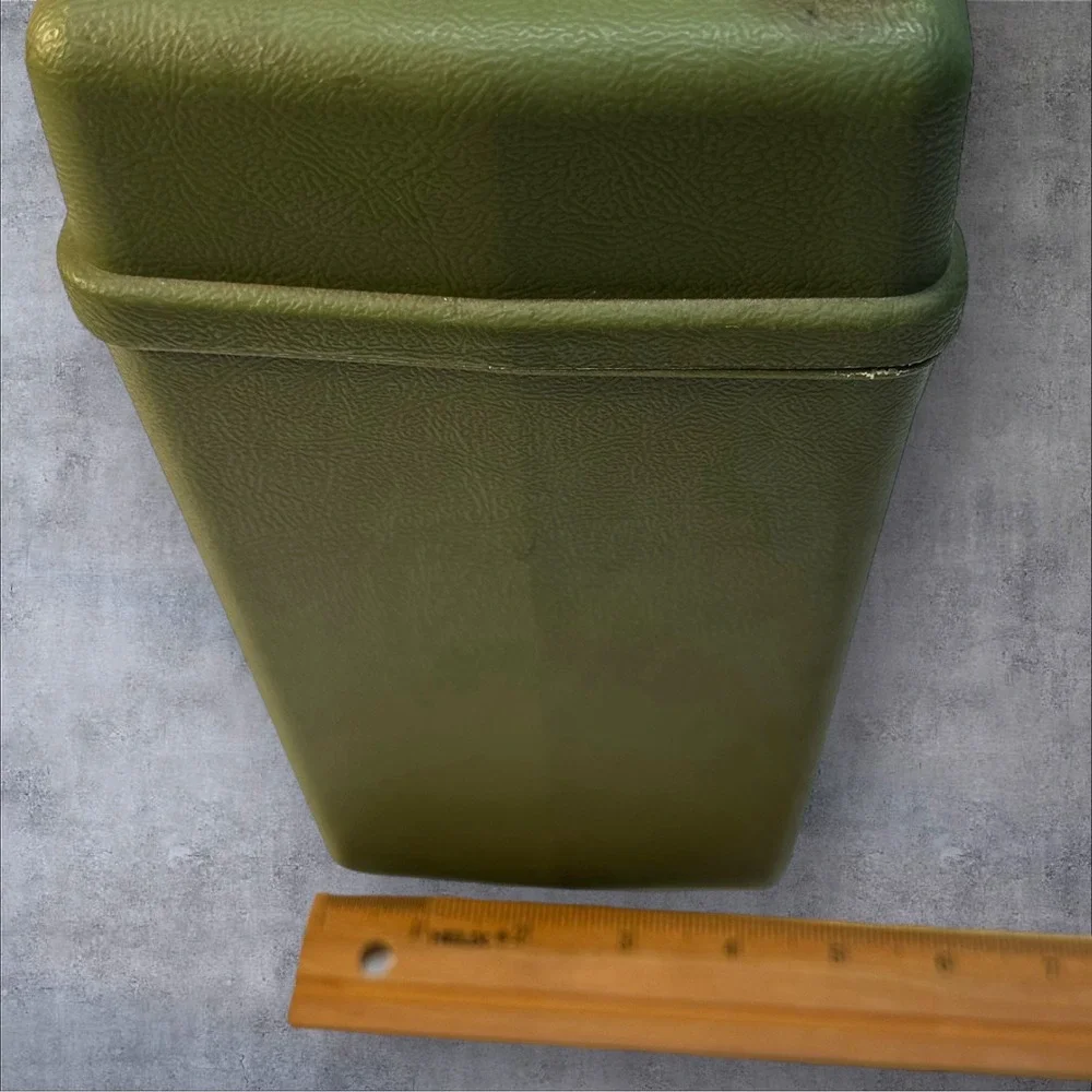 Vintage 1970's Sterling Plastics File Storage‎ Box in Army Green File Folders